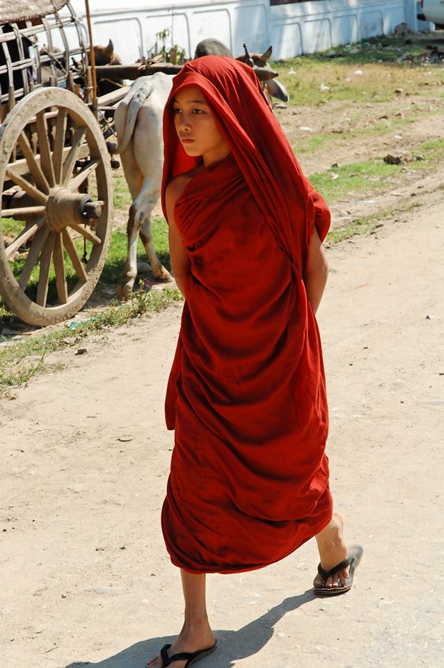 Млад монах в Мингун, район Мандалей, Мианмар (Бирма).
