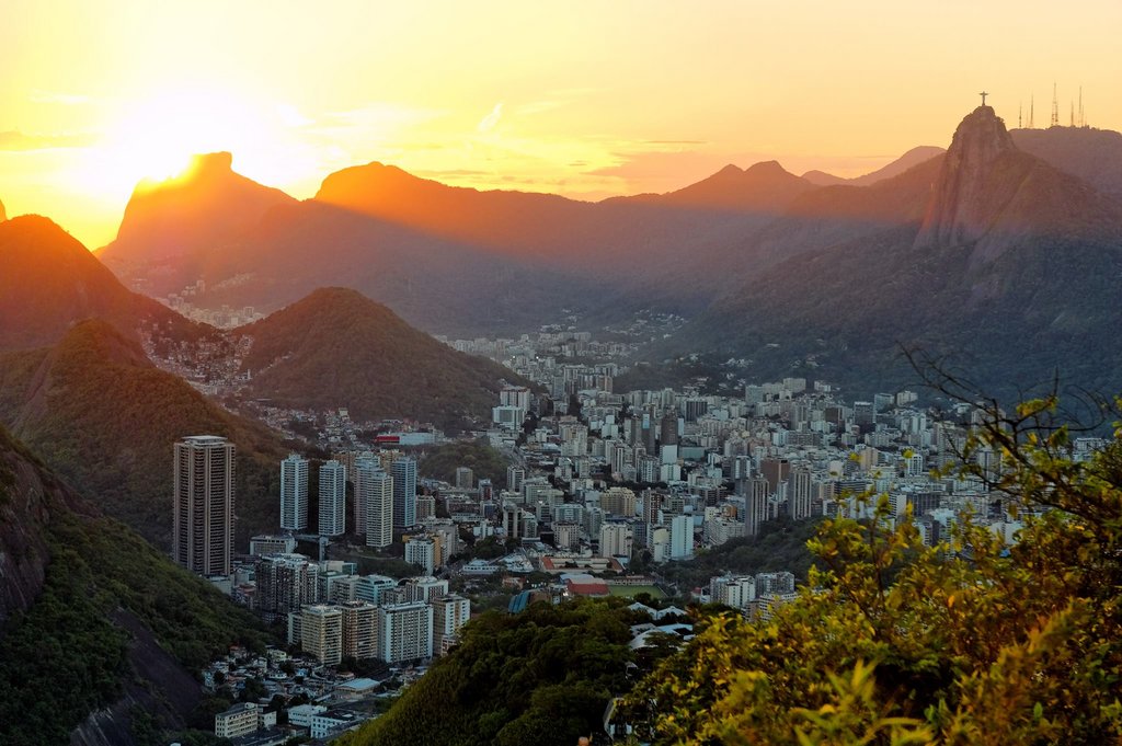 Sunset view from Pao de Acucar, Rio de Janeiro, Brazil.