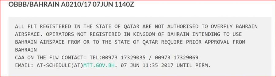 Qatar-airspace-closure-Bahrain-NOTAM-120